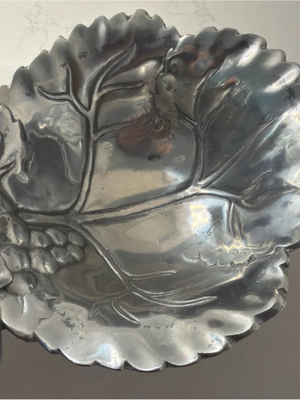 Vintage 2005 Arthur Court Grape Pattern 3 Part Relish/Dip Tray W/handle,  VGUC